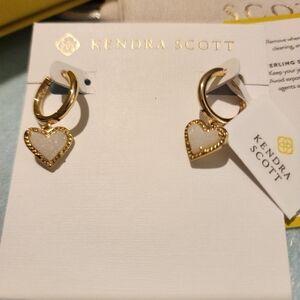 Kendra Scott Gold Hoop Earrings with White Heart